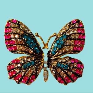 🦋Butterfly Brooch with multi-colored Rhinestones🦋